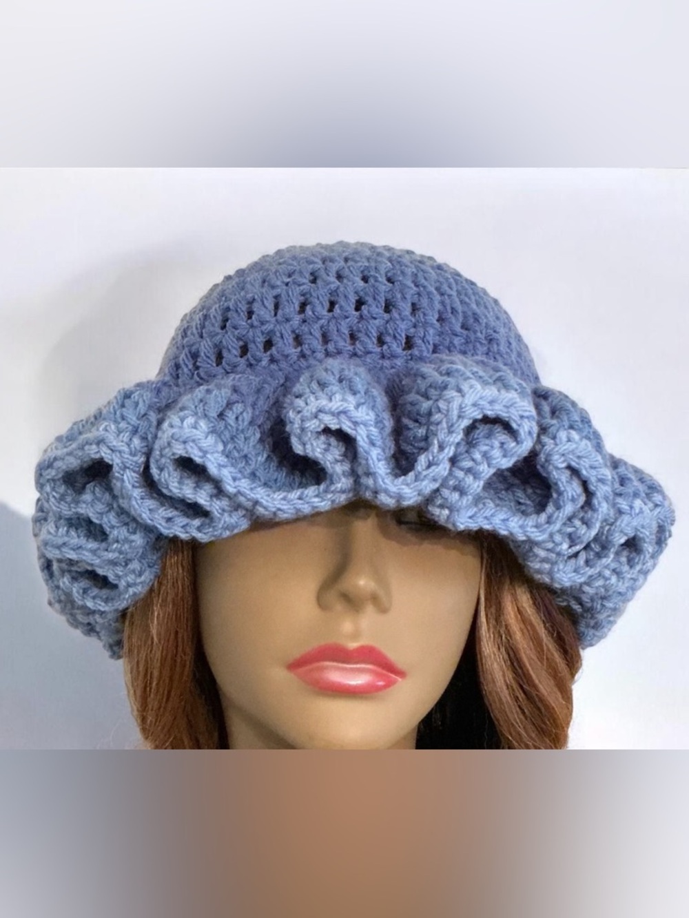 Chic Blue Ruffled Women's Hat